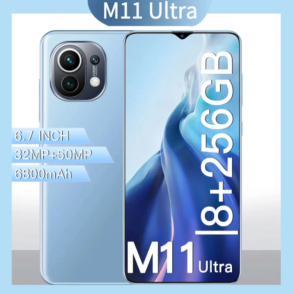 

M11 Ultra 6.7-Inch Smartphone 5G 8+256GB 32MP+50MP 6800mAh Android 11 Cellphone Qualcomm 888 10-Core 1440*3200Cell Mobile Phone