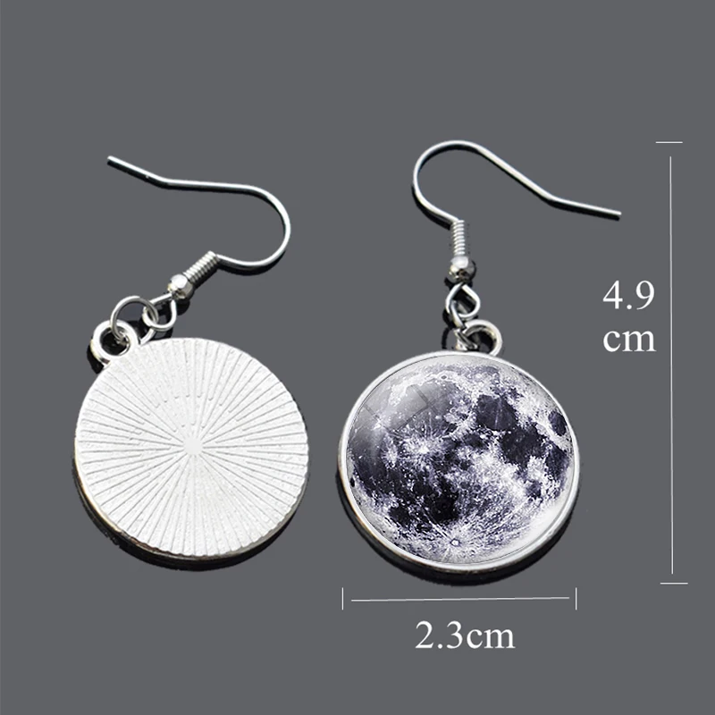Женские Висячие серьги с крючком Moon Sun Earth Mars Jupiter Planet стеклянные ручной работы