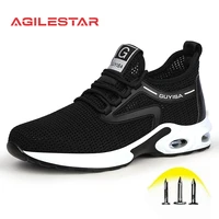 agilestarwork safety shoes sneakers ultra light soft bottom men women wear resistance anti smashing steel toe work boots
