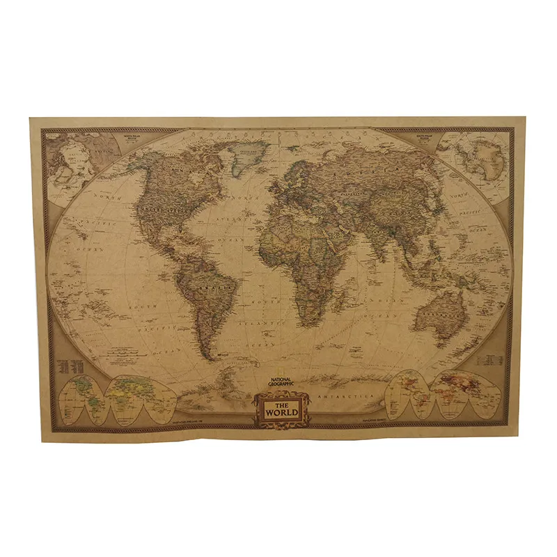 1 Pcs 72.5X47cm Student school stationery education style event decoration poster Not acratch off world map poster wall maps
