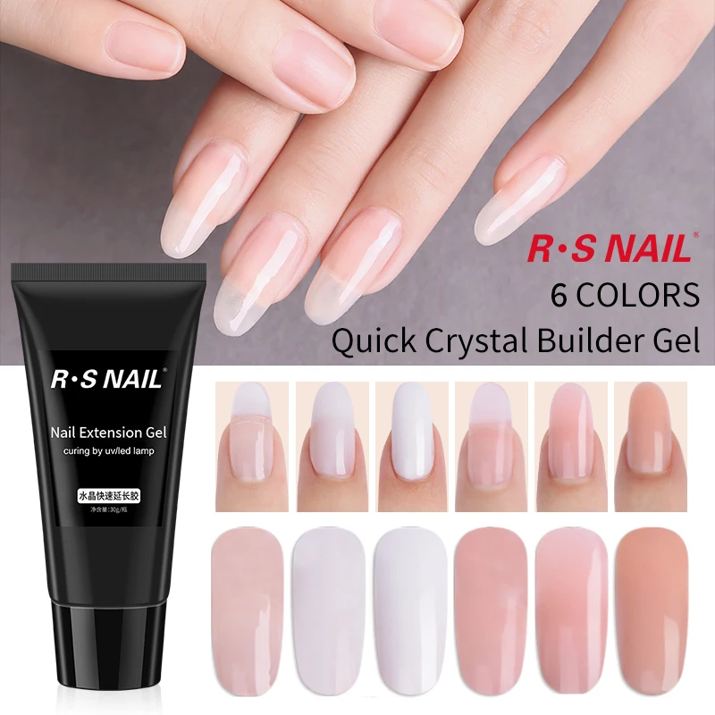 

RS NAIL Solid Poly Extension Nail Gel 30ml Nail Art Transparent Fibre Glass Hard Jelly Quick Building Nail Extend Gum Acrylic