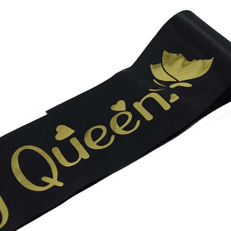 Для женщин девушек день рождения королева письмо сатин черный пояс с узором