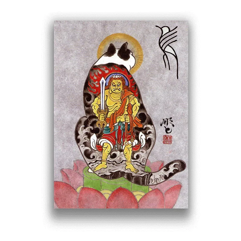 Японский самурайский фотографический бумажный плакат с белым покрытием