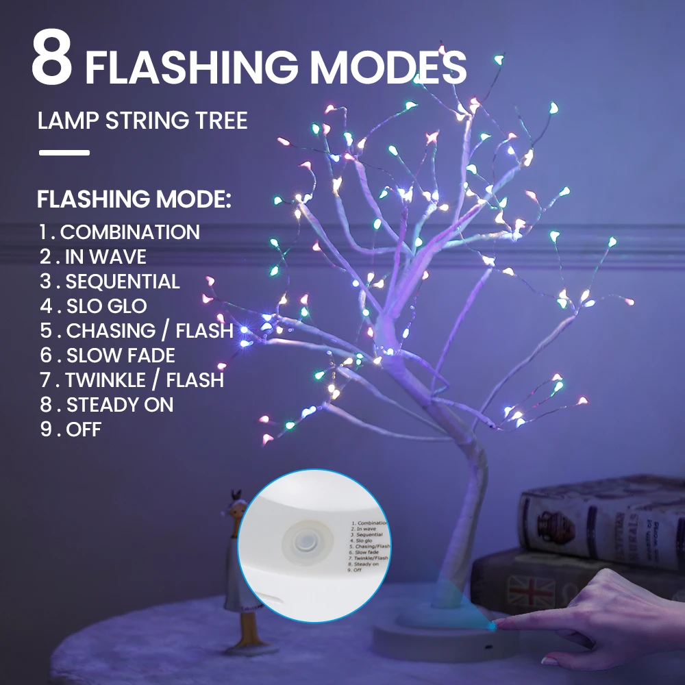 Tree Shape DIY LED String Lights Battery Powered&ampUSB Charging Warm White/RGB Colorful Fairy Light Casual Styling 8 Modes | Лампы и