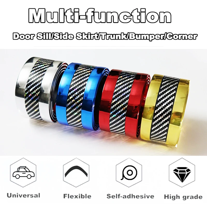 

Car Scuff Plate Door Sill Cover Panel Step Side Skirts Corner Protector Laser Color Sticker
