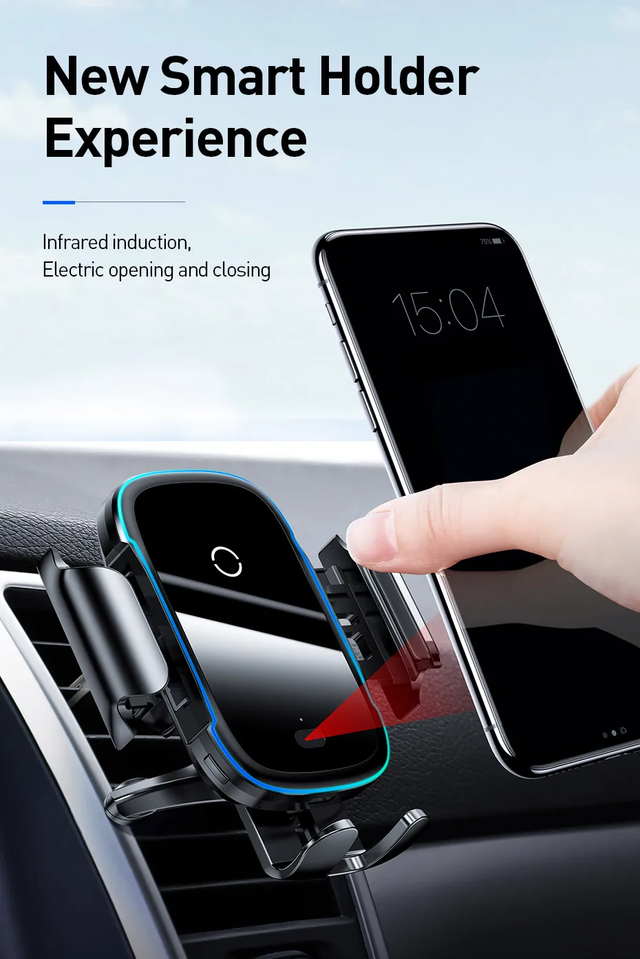 Baseus 15 Вт беспроводное автомобильное зарядное устройство для IPhone 11Pro Samsaung быстрая Беспроводная зарядка интеллектуальное инфракрасное Qi Беспроводное зарядное устройство