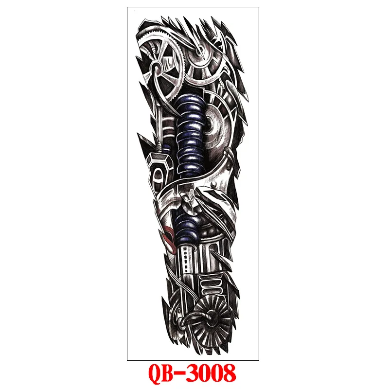 Full Arm Temporary Tattoo Stickers Large Black Skeletons Body Tattoo Waterproof Tattoo For Men Women Fake Tattoos 17*48cm - Цвет: 3008