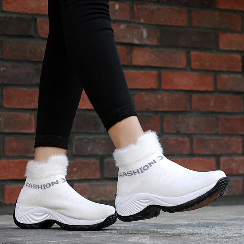 Женская обувь ботильоны на платформе женская зимняя меху теплая сапоги до