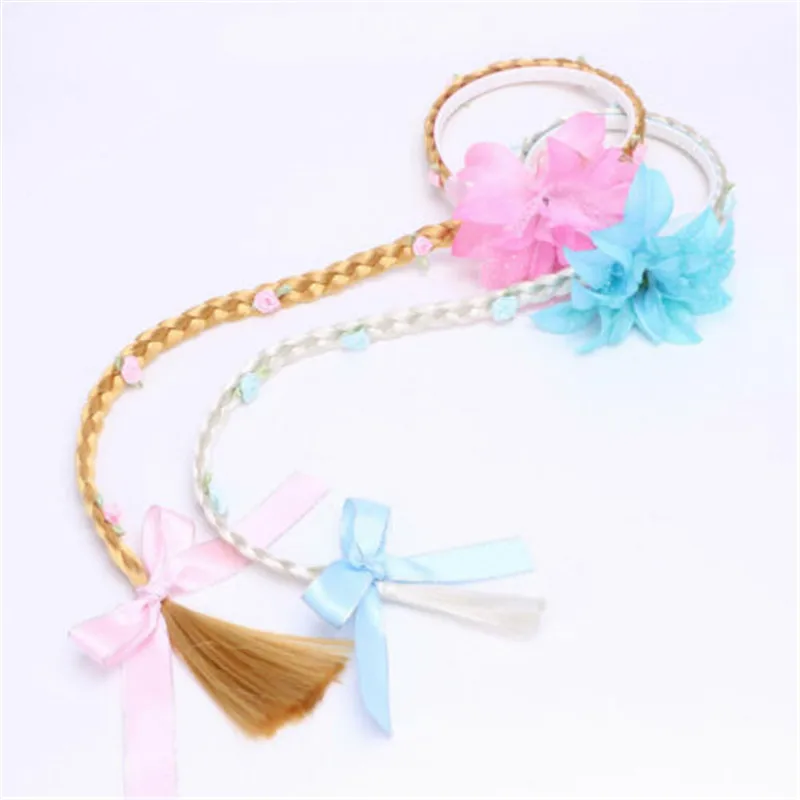 

UK Blonde Cosplay Weaving Braid Tangled Rapunzel Princess Headband Hair Girl Wig Princess Girls Headband Kids Hair Hoop Braided