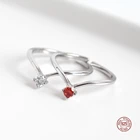 LKO Настоящее стерлингового серебра 925 пробы сладкое V-образное открытие Регулируемое кольцо с кристаллами Ювелирные изделия Кольцо на палец для женщин Девочки Вечеринка Лучший подарок