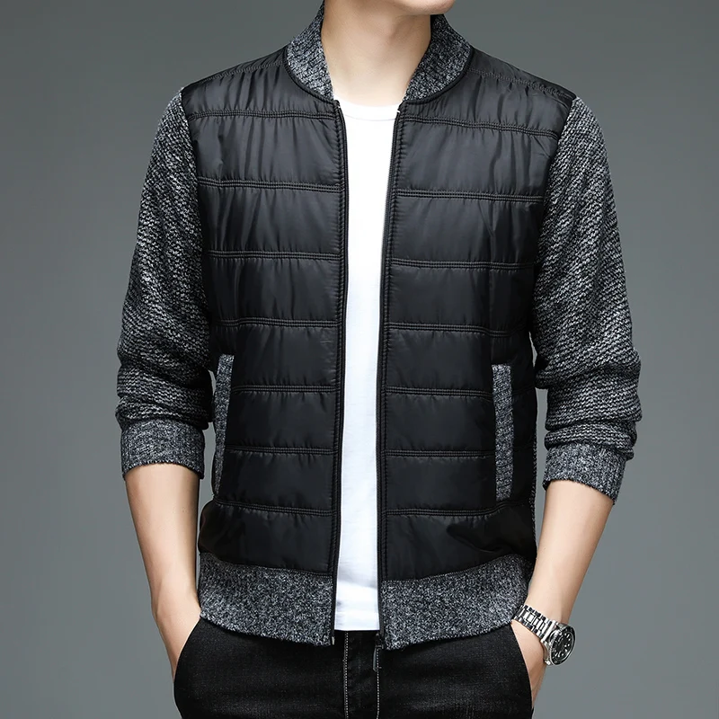 Sweater Coat Autumn/winter New Men's Jacket y2k Fashion Baseball Collar Zipper Cardigan Fleece Warm  Knitted Sport Blazer