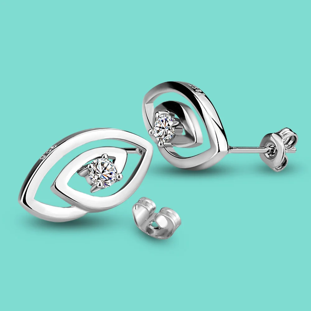 

New Women's Original 925 Silver Earrings AAA Zircon Inlaid Glasses Pendant Earring Charm Jewelry Valentine's Day Gift Push close