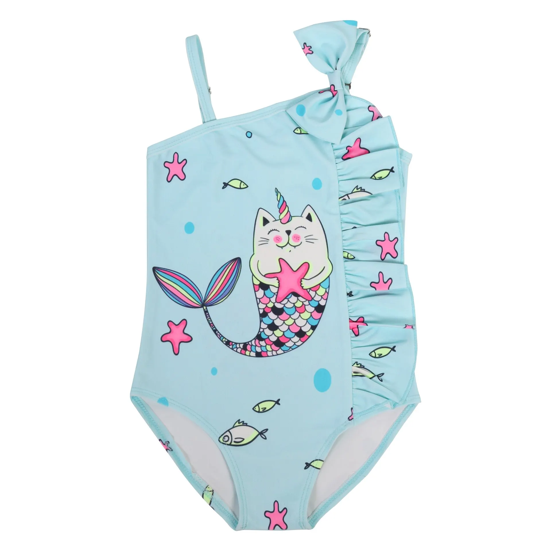 

Купальник для девочек 3-8 лет, детский мультяшный купальник с бантом на подтяжках, бикини для девочек, купальник для маленьких девочек, милый ...