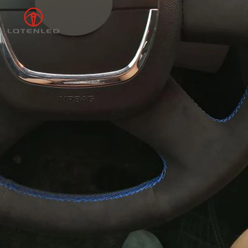 

LQTENLEO Black Suede DIY Hand Car Steering Wheel Cover for Skoda Octavia Yeti Superb 2008-2013 Citigo Roomster Fabia 2009-2012