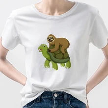 Sloth and Tortoise Graphic T Shirts Urban Clothing Slow Paced Fashion Switzerland Casual Summer Top Womens Clothes Kawaii Edgy