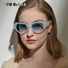 Солнечные очки в стиле ретро UV400 женские, роскошные брендовые дизайнерские солнцезащитные аксессуары кошачий глаз с прозрачными синими оттенками, 2021