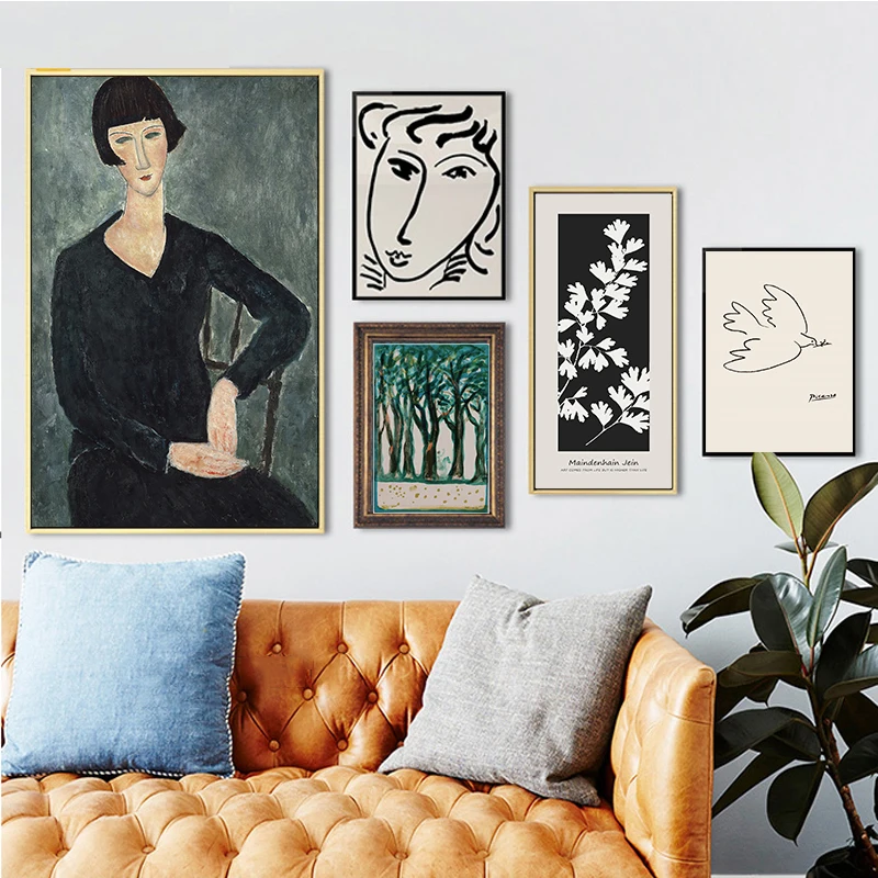 Классический постер Amedeo Modigliani Picasso коллекция художественных работ эскиз холст