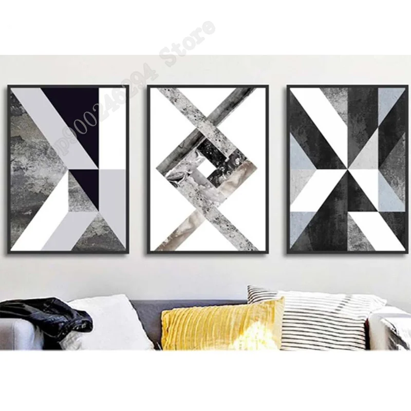 diamond painting Abstract Geometric diamont new square Diamond Embroidery Black and White Nordic 3 piece set FF3059 | Дом и сад