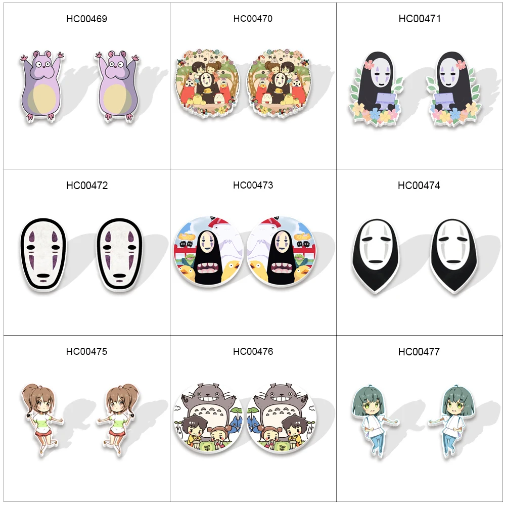 

No Face Man Stud Earrings Cartoon Character Print Resin Earrings Acrylic for Women Girls Cute Party Gift
