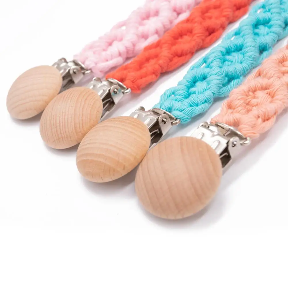 

4 Colors Simple Crochet Baby Infant Toddler Dummy Pacifier Soother Nipple Clip Chain Holder Strap