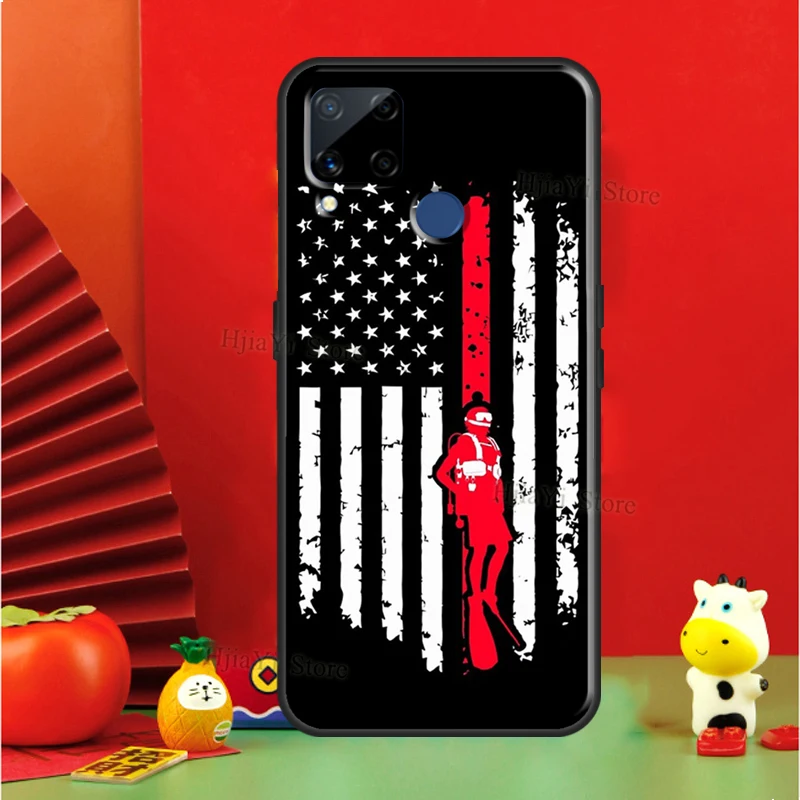 Флаг для дайвинга Diver Down для защитного чехла Realme 8 Pro 8i 9i C21 GT Neo 2 Master Case OnePlus 9 10 8T Nord2 9R.
