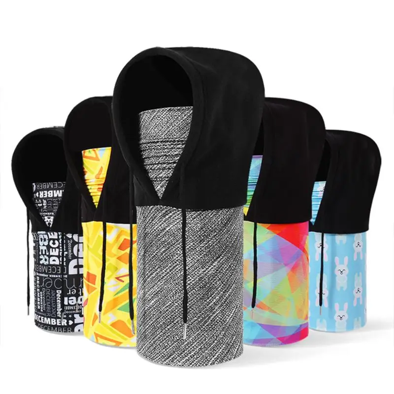 Мужская женская Балаклава флисовая шапка на шнурке с капюшоном граффити цветная