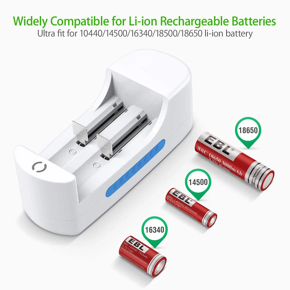 Зарядное устройство для аккумуляторов 18650 умное зарядное с 2 слотами USB 26650 18350 32650