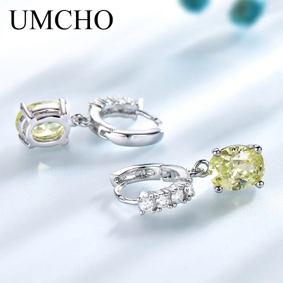 Женские серьги-клипсы UMCHO из серебра 925 пробы с зеленым кубическим циркониевым