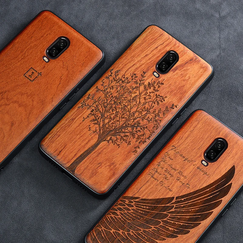 Oneplus 6t чехол Boogic Оригинальный из натурального дерева для 6T Rosewood TPU противоударный