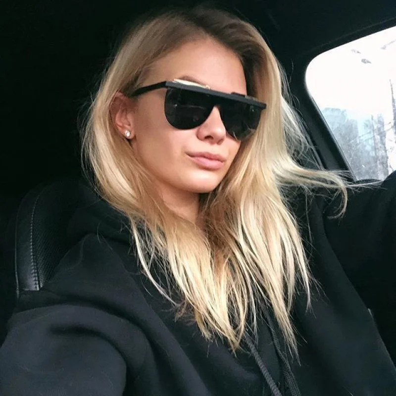 

New Fashion Round Flat-topped Sunglasses Women Frameless Gradient Sun Glasses Women/Men Brand Designer Retro Pink Lentes De Sol
