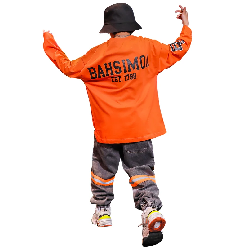 

Boys Hip Hop Fashion Clothes Children'S Loose Long Sleeves Trend Suits Jazz Costumes Street Dance Stage Performance Wear DN6463