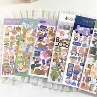 cartoon bear rabbit scene making cute stickers korean ins stationery diy decorative sticker kawaii girl children collage toy