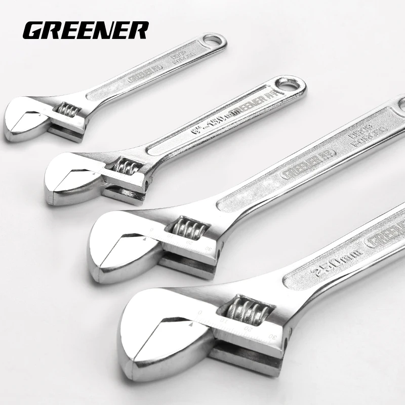 

Greenery Adjustable Wrench Stainless Steel Universal Spanner Nut Key Wrench High Quality Repair Tool