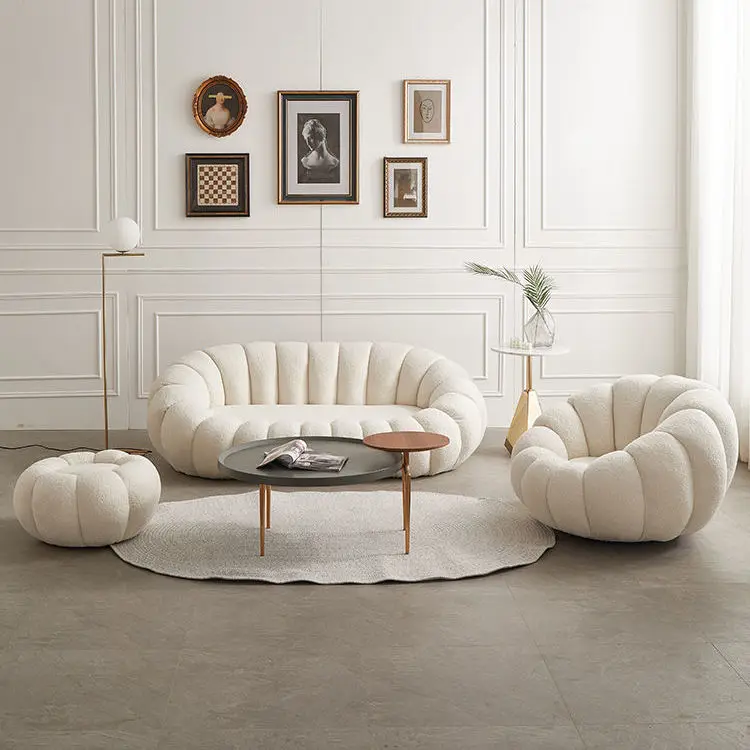 Мягкий диван из овечьей шерсти "Luxury Sofa Lamb Wool Nordic Simple Modern Lazy Home Beauty Salon Clothing Store Pumpkin Apartment Hotel Plush on".