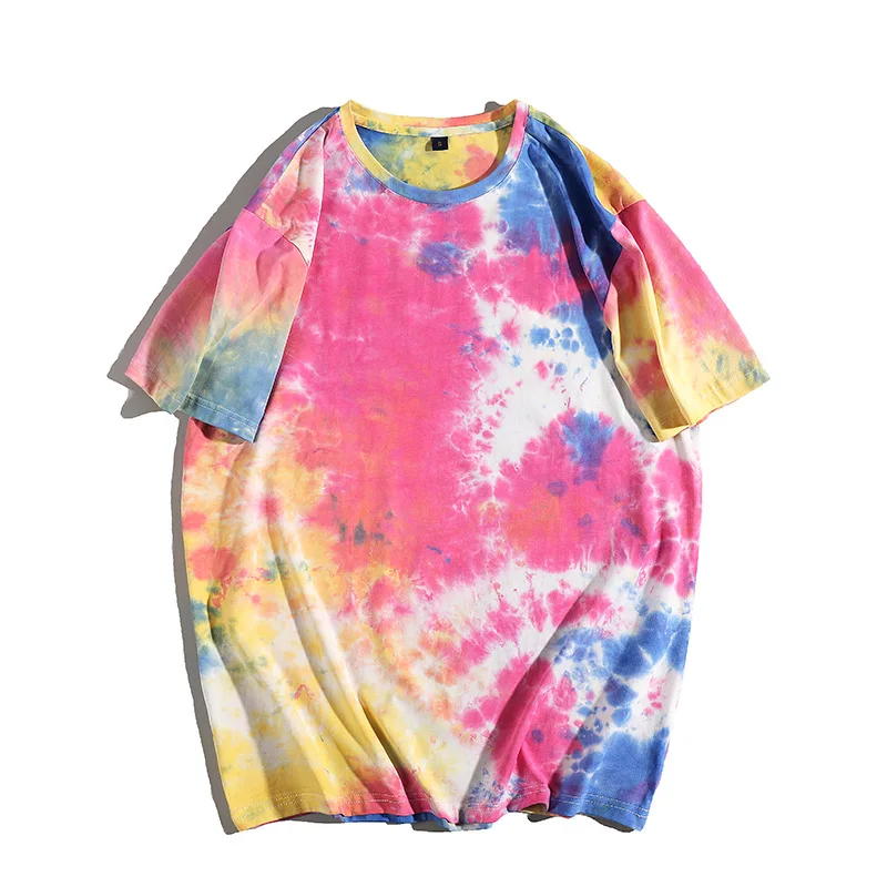 

Women T Shirt Loose Casual Gradient Color Tie-dye Print Tshirt Short Sleeve Summer New T-Shirts Men Hip Hop Plus Size T-Shirt