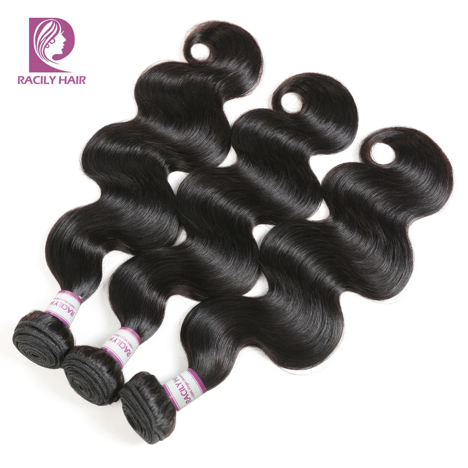 Бразильские волнистые пряди Racily с закрытием натуральные волосы 3/4 кружевной