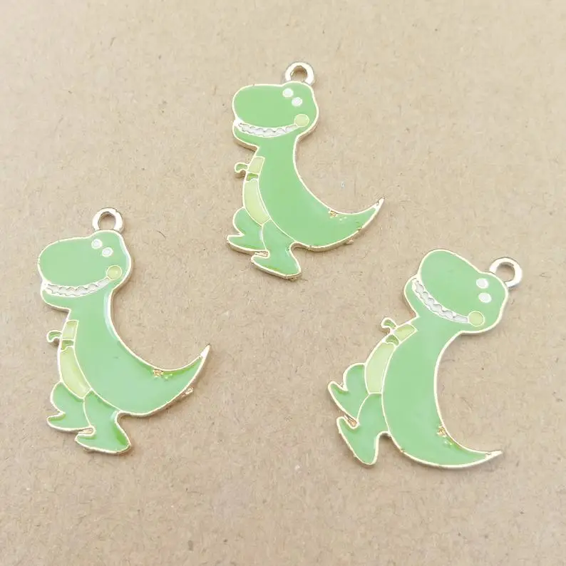 

10pcs 19x28mm enamel dinosaur charm for jewelry making and crafting fashion earring charms animal pendants 2021 new
