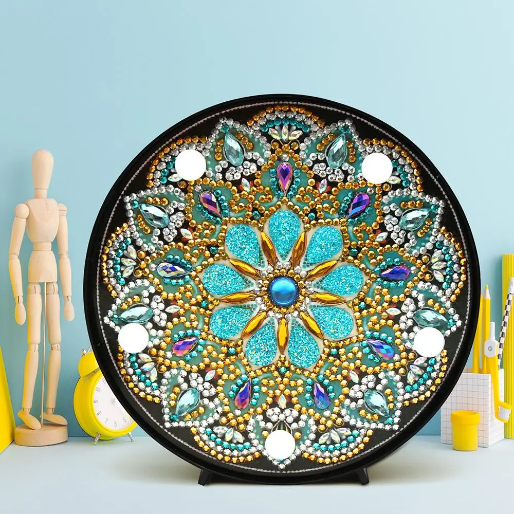 Shirliben New Comming LED Diamond Lamp Hot sale Mandala Pattern Special Shaped Painting Mosaic Rhinestone ZXD060 | Дом и сад