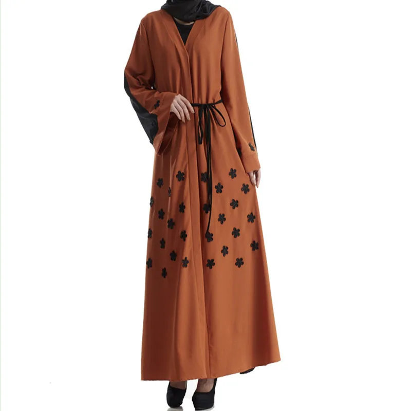 Арабское мусульманское абайя Платье женское кимоно кафтан вышивка цветочный