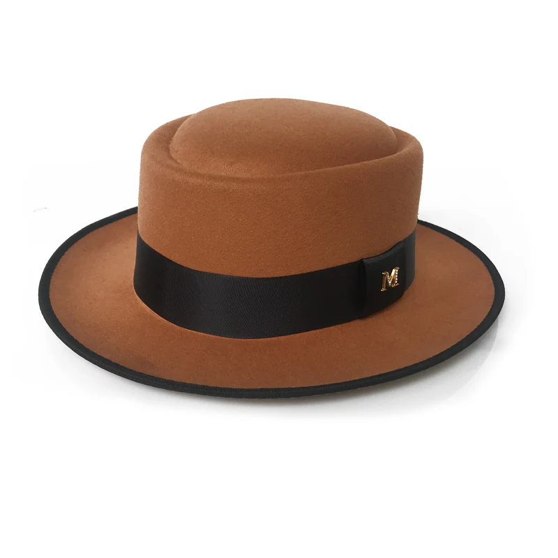 Khaki Pork Pie Hat 60 см фетровая шляпа для мужчин, осенняя фетровая шляпа из свинины, крушаемая шапка, зимняя фетровая шляпа Walter, Ретро стиль, Классическая церковная шляпа Trilby YY18110 - Цвет: Khaki Pork Pie Hat