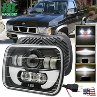 haolide led headlight 5x7 7x6 hilo beam car square head lights angel eyes high quality 24v vehicles truck