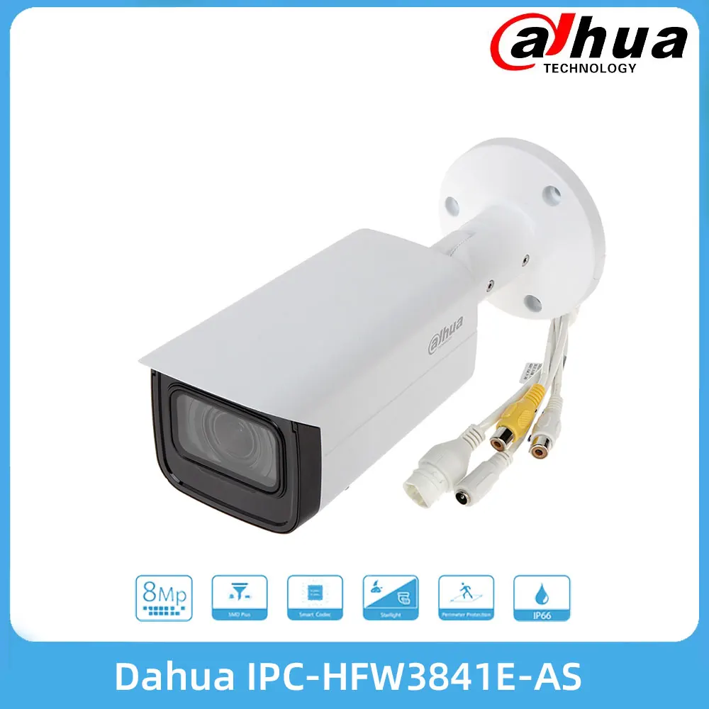 

Dahua IPC-HFW3841T-ZAS 8MP IR Vari-focal Bullet WizSense Network Camera H265 IP67 PoE Alarm 2.7–13.5mm Lens 256G SD Card Support