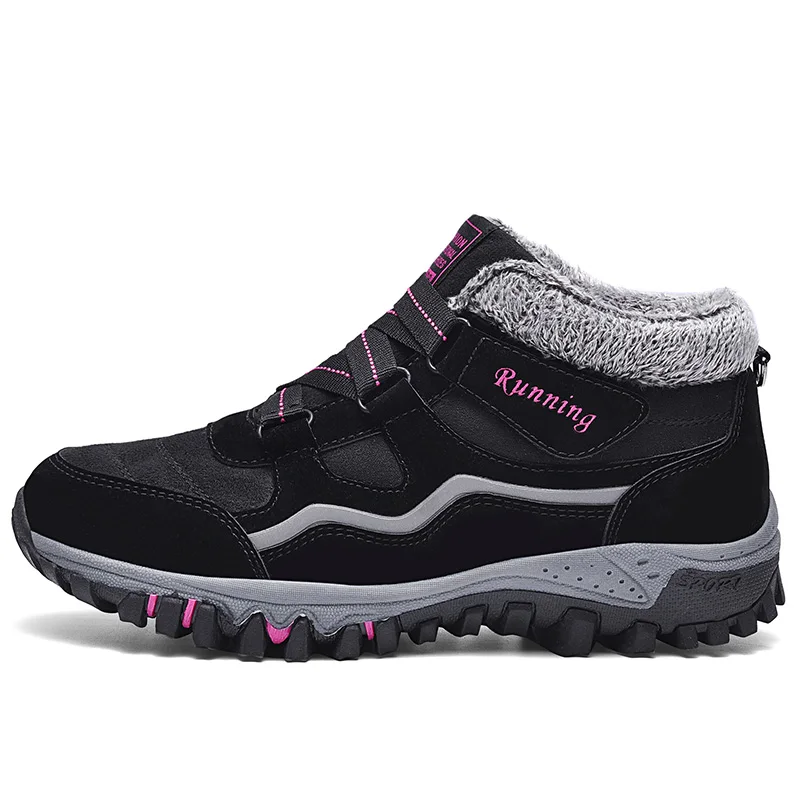 Pink Новинка; Зимняя мужская обувь; теплые мужские Ботильоны; botas hombre; мужская повседневная обувь; модные плюшевые зимние кроссовки; Мужская обувь; 46 47 - Цвет: Pink