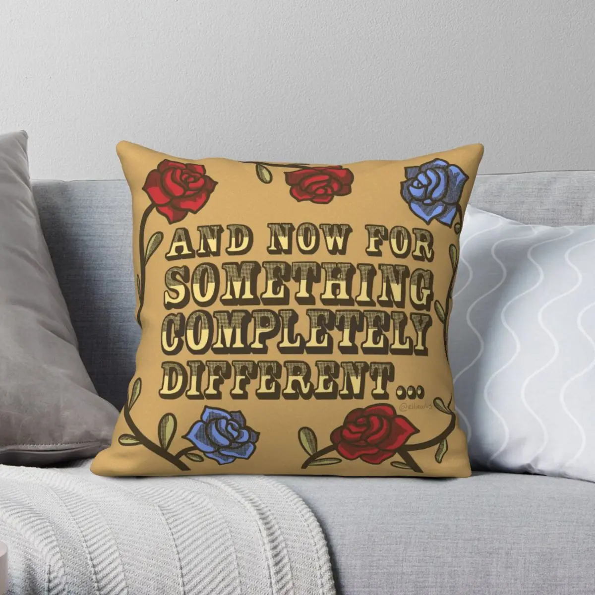

Flying Circus Quote Illustration Square Pillowcase Polyester Linen Velvet Pattern Zip Decor Home Cushion Cover 18"