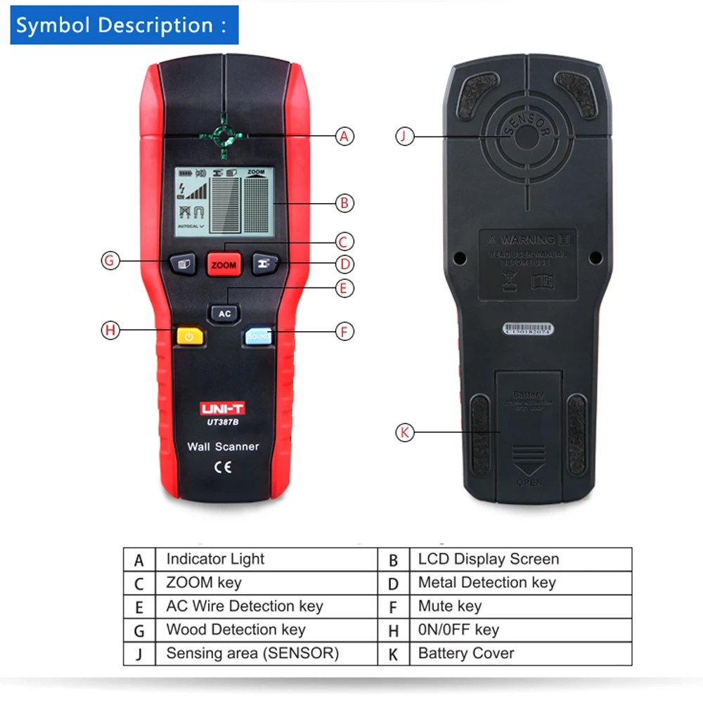 Профессиональный настенный детектор для дерева и проводов переменного тока