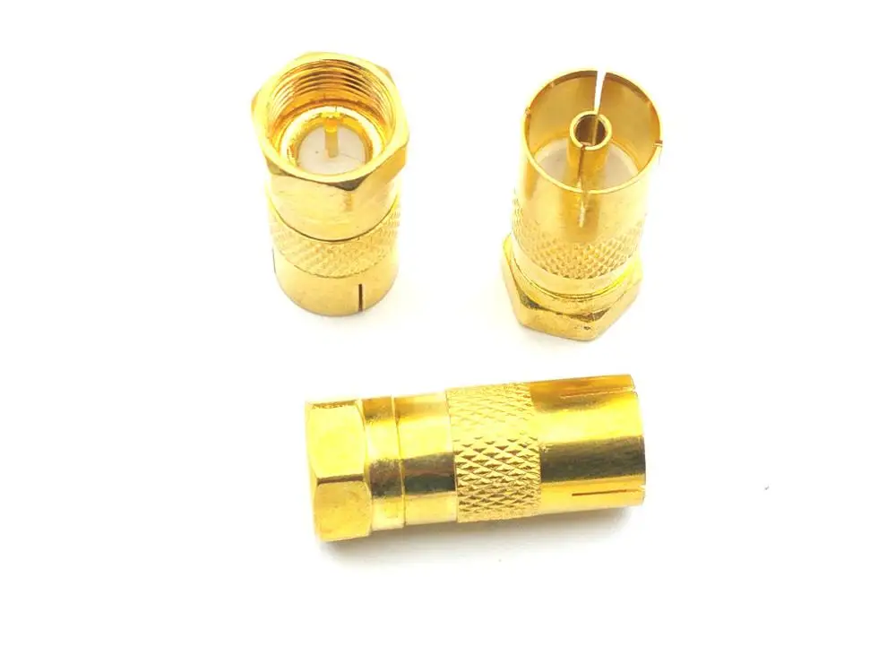 50 шт./100 шт. позолоченный штекер типа F к гнезду PAL ТВ антенна кабельный разъем|plug