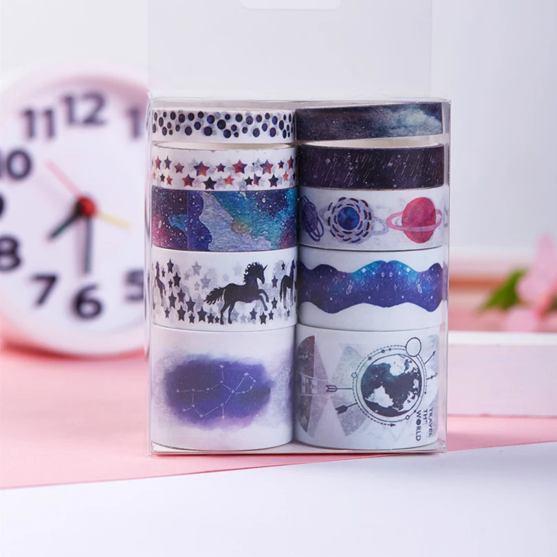 

Starry Sky Washi Tape 10Pcs/Set Masking Tape Unicorn Japanese Kawaii Stationery Adhesive Washitape Decorative Washi Tape Set