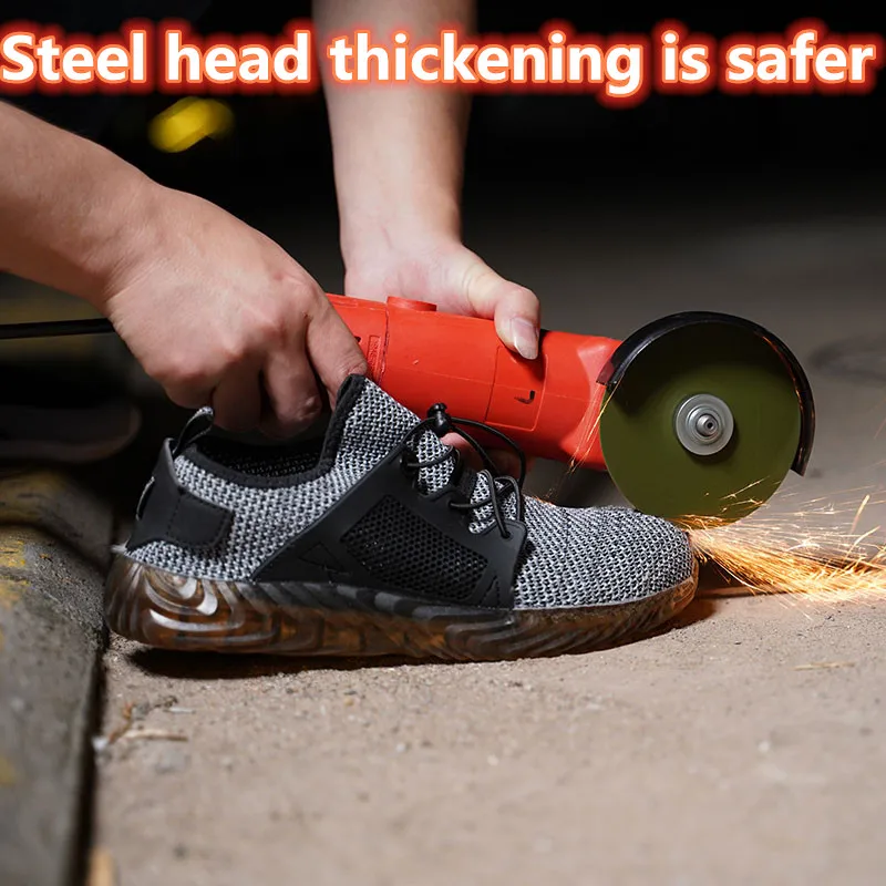 Кроссовки укрепленные для мужчин и женщин дышащие рабочие ботинки со стальным