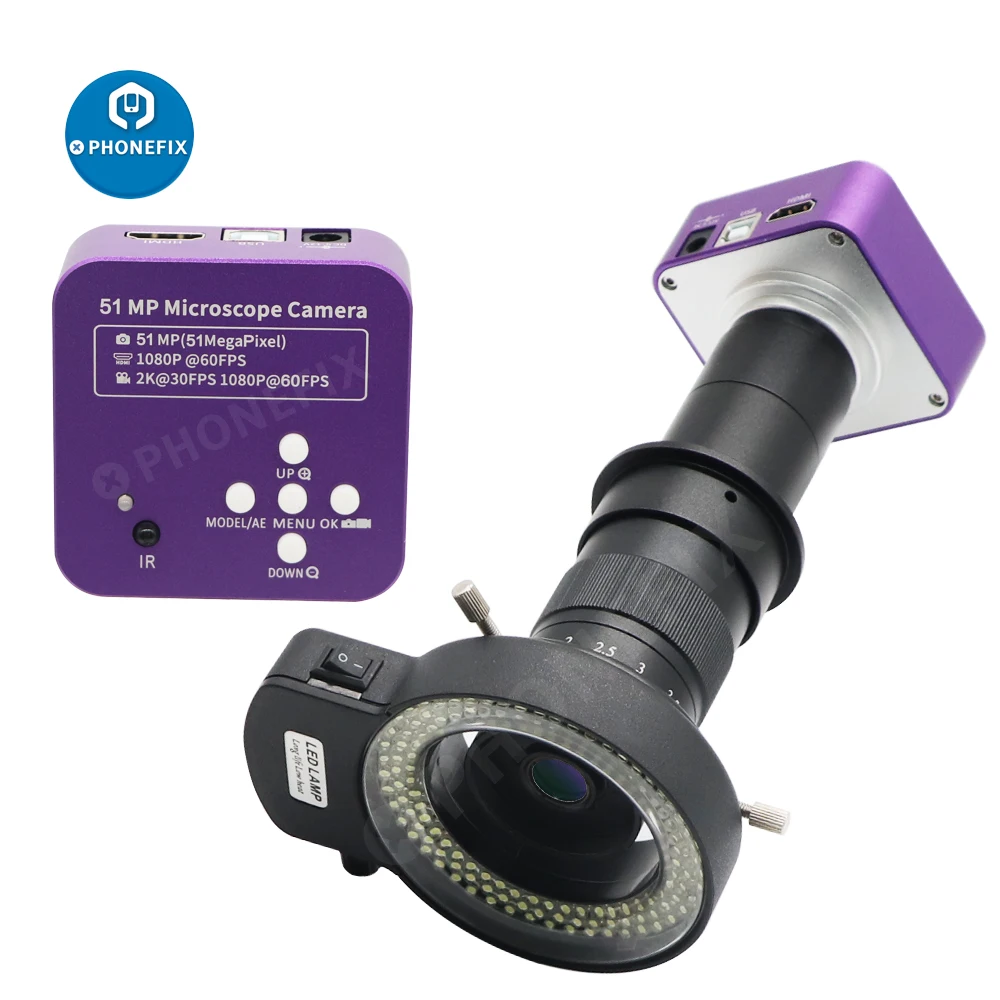 

51MP 1080P HD Digital Microscope 180X C-Mount Lens HDMI USB Industrial Electronic Microscopio Camera for Phone Repair Soldering