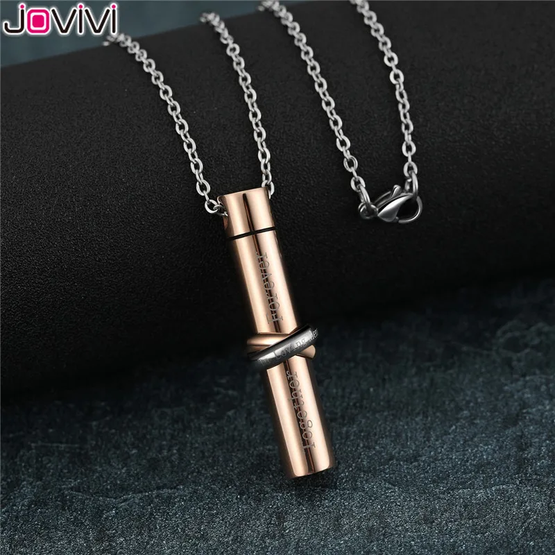 JOVIVI новейший цилиндр Вместе навсегда Keepsake Urn кулон ожерелье для праха в любящей памяти подарок, ювелирные изделия для кремации - Окраска металла: 1pc Rose Gold